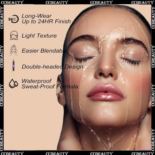 Alt view image 6 of 7 - CCbeauty 2-IN-1 Contour Stick Makeup,Cream Shimmer Highlighter Bronzer Stick, Highlighting Contouring Kit, Highlight Concealer Sticks for Face Shaping Make up, Long Lasting & Waterproof
