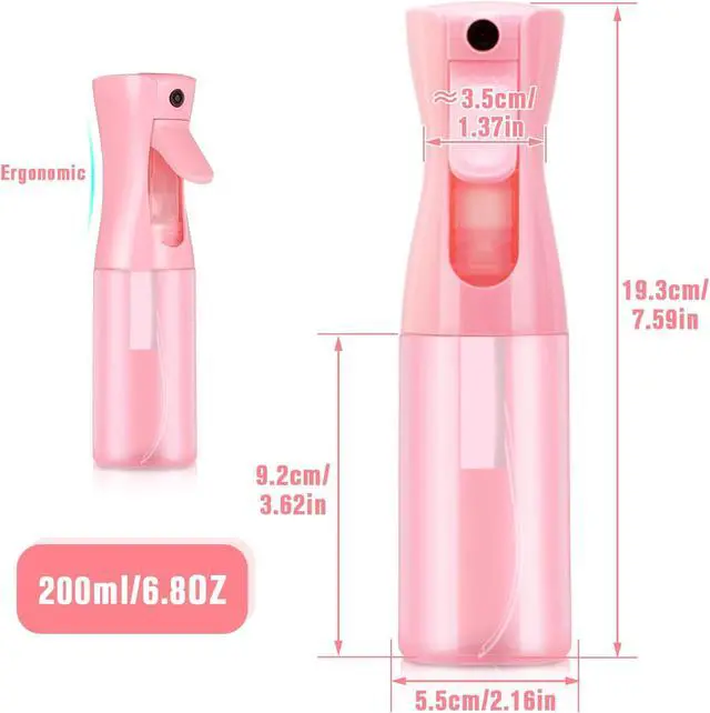 Alt view image 4 of 6 - Two-pack Spray Bottles, Fine Mist Refillable Spray Water Bottles, All-Season Continuous Spray Bottles for Hair, Skin Care, Gardening, Pet Bathing, Travel, Cleaning & Home Use