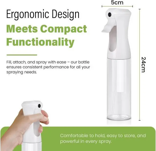 Alt view image 3 of 6 - VIGOR PATH Continuous Spray Bottle for Hair Fine Mist Mister for Hairstyling, Cleaning, Plants, Pets, Barbers, Salons, and Essential Oil Applications (200ml/6.7 oz) Clear 2 Pack