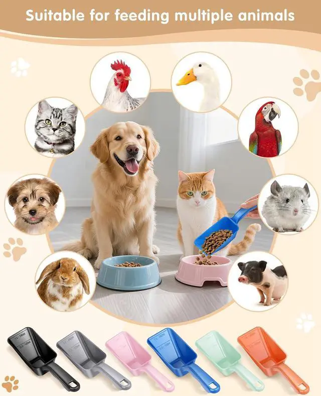 Alt view image 7 of 7 - 2-Pack Dog Food Scoop 1 Cup, Plastic Pet Food Measuring Scoop With Measuring Lines (1/2 & 1 Cup Markings) for Dogs, Cats, Fish, BirdBlue)