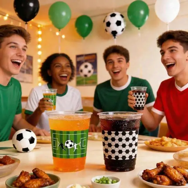 Alt view image 5 of 6 - 50 Pack Soccer Plastic Cups, 12oz Disposable Drinking Cups, Sports Game Day Birthday Party Supplies Favors Decorations (Soccer)