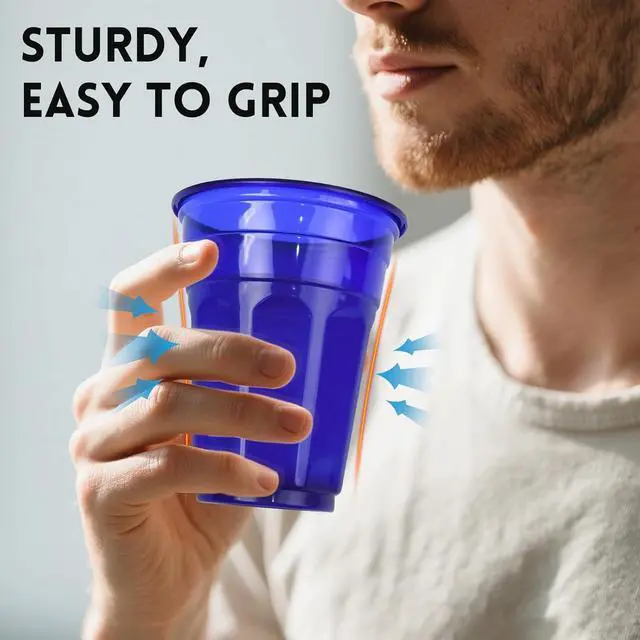 Alt view image 4 of 6 - EcoDispose 48 Pack 16oz Colorful Reusable Plastic Cups | Stackable Spill Proof Party Cups, Dishwasher Safe, for Birthdays, Weddings, Camping, Pool, BBQ and Daily Use