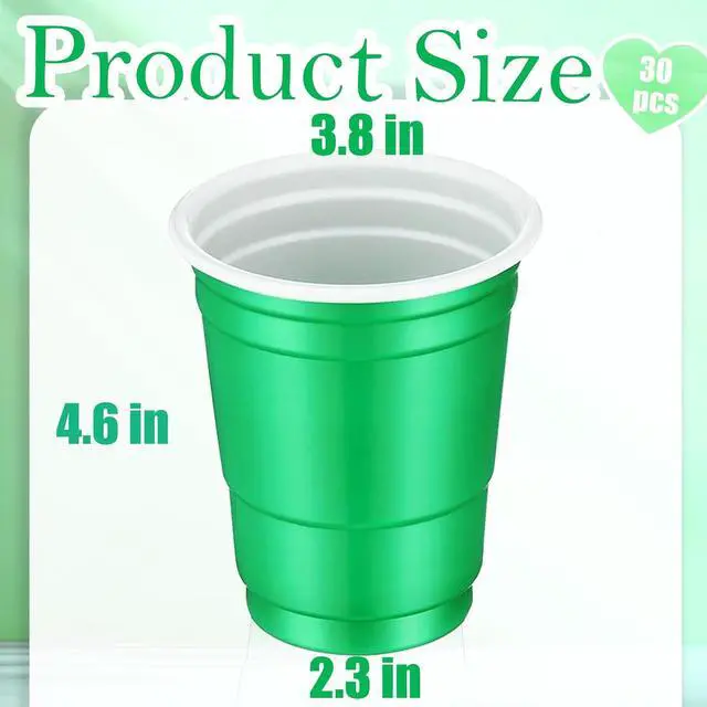Alt view image 2 of 7 - 30 Pcs 16 oz Disposable Plastic Cups Bulk for Graduation Party Wedding Theme Party Birthday (Green)