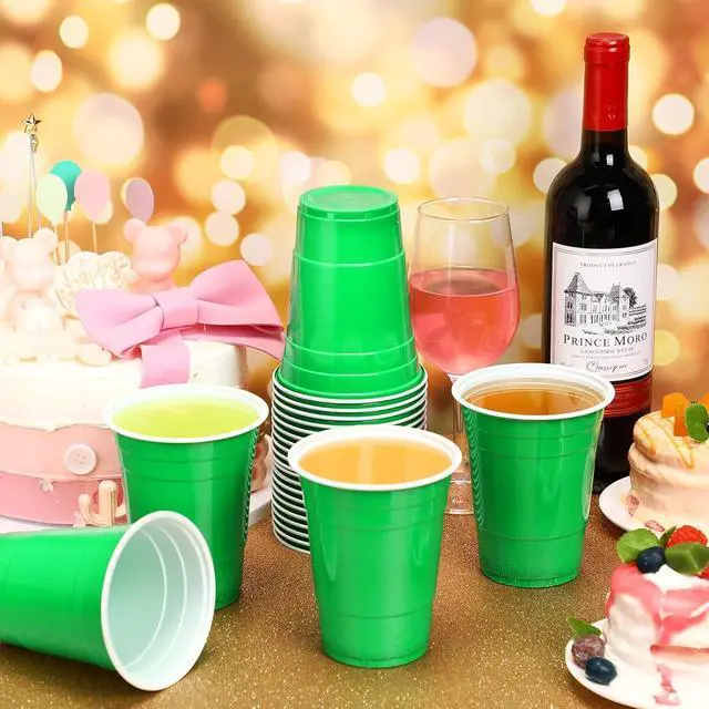 Alt view image 3 of 7 - 30 Pcs 16 oz Disposable Plastic Cups Bulk for Graduation Party Wedding Theme Party Birthday (Green)