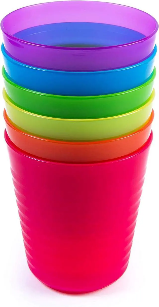 Main image of Kids Plastic Dinnerware Set of 6 Multi Color Cups/Tumblers - Reusable, BPA-Free, Dishwasher Safe and Microwaveable