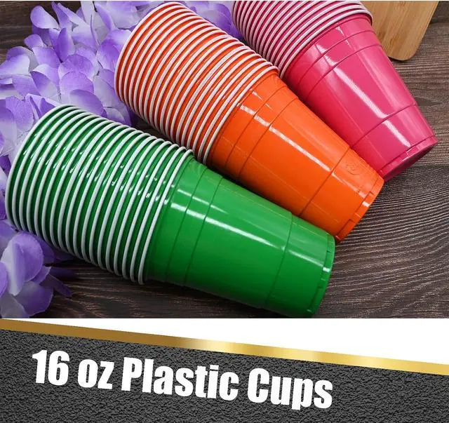 Alt view image 7 of 7 - 30 Pcs 16 oz Disposable Plastic Cups Bulk for Graduation Party Wedding Theme Party Birthday (Green)