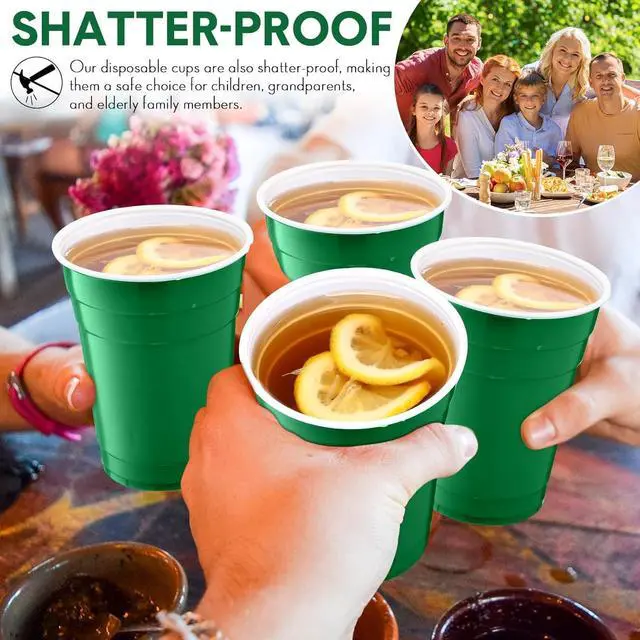 Alt view image 5 of 7 - 30 Pcs 16 oz Disposable Plastic Cups Bulk for Graduation Party Wedding Theme Party Birthday (Green)