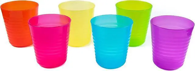 Alt view image 4 of 7 - Kids Plastic Dinnerware Set of 6 Multi Color Cups/Tumblers - Reusable, BPA-Free, Dishwasher Safe and Microwaveable