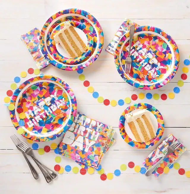 Alt view image 3 of 4 - American Greetings Confetti Birthday Party Supplies, 16 oz. Reusable Plastic Cups (8-Count)