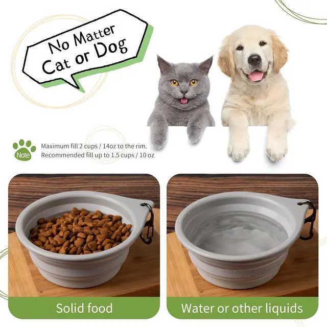 Alt view image 4 of 6 - Dog Bowl Pet Travel Collapsible Bowls 2 Pack, Portable Foldable Cats Dogs Water Dish Puppy Bowl for Walking Parking Traveling, Silicone One-Piece Molded Rim No Fall Off or Crack BPA Free
