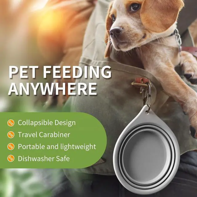 Alt view image 6 of 6 - Dog Bowl Pet Travel Collapsible Bowls 2 Pack, Portable Foldable Cats Dogs Water Dish Puppy Bowl for Walking Parking Traveling, Silicone One-Piece Molded Rim No Fall Off or Crack BPA Free