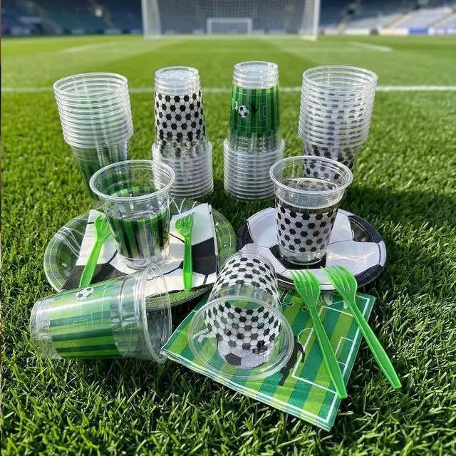 Alt view image 6 of 6 - 50 Pack Soccer Plastic Cups, 12oz Disposable Drinking Cups, Sports Game Day Birthday Party Supplies Favors Decorations (Soccer)