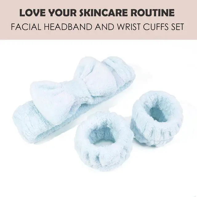 Alt view image 3 of 5 - Ayesha Spa Headband and Wristband Set for Washing Face Skincare Makeup | soft &Ultra-absorbent| Non-Slip for Beauty Routines | Great Skin Care Gifts for Women | blue set