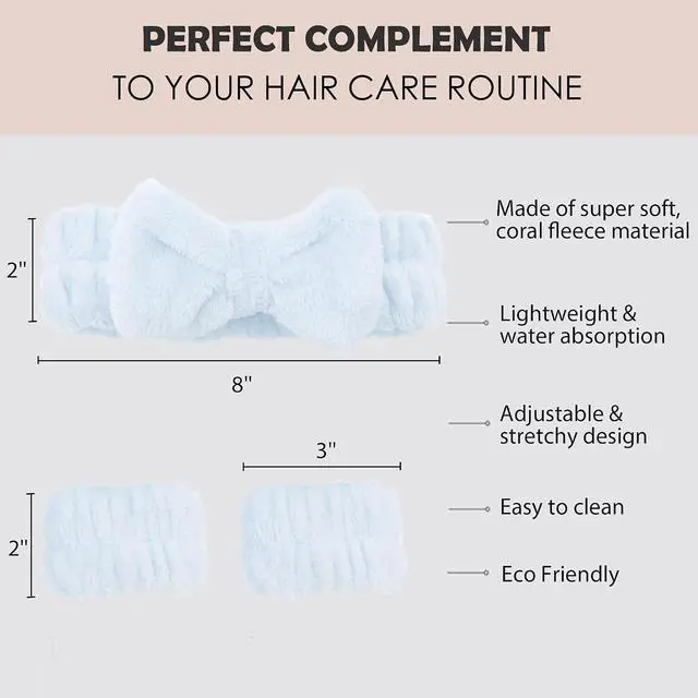 Alt view image 4 of 5 - Ayesha Spa Headband and Wristband Set for Washing Face Skincare Makeup | soft &Ultra-absorbent| Non-Slip for Beauty Routines | Great Skin Care Gifts for Women | blue set
