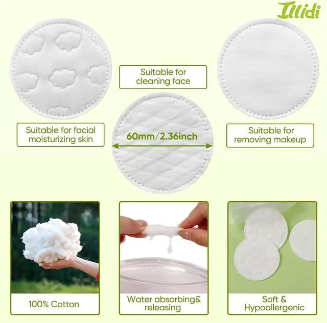 Alt view image 2 of 7 - Boxed 300-Count Embossed Cotton Rounds 3 Unique Patterns, Lint-Free, Dual-Sided, Soft & Durable, Ideal for Makeup Removal, Skincare, Nail Polish, and Baby Care
