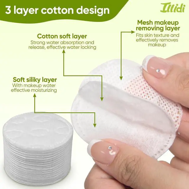Alt view image 3 of 7 - Boxed 300-Count Embossed Cotton Rounds 3 Unique Patterns, Lint-Free, Dual-Sided, Soft & Durable, Ideal for Makeup Removal, Skincare, Nail Polish, and Baby Care