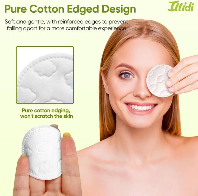 Alt view image 4 of 7 - Boxed 300-Count Embossed Cotton Rounds 3 Unique Patterns, Lint-Free, Dual-Sided, Soft & Durable, Ideal for Makeup Removal, Skincare, Nail Polish, and Baby Care