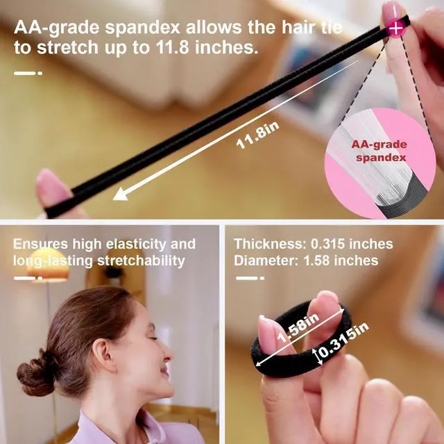 Alt view image 2 of 7 - 120pc Hair Ties No Damage Snag Free for Thick Hair | soft,ouchless,seamless,thick,strong hold,no-slip grip,elastics ponytail holders for women(Classic 5 Colors)