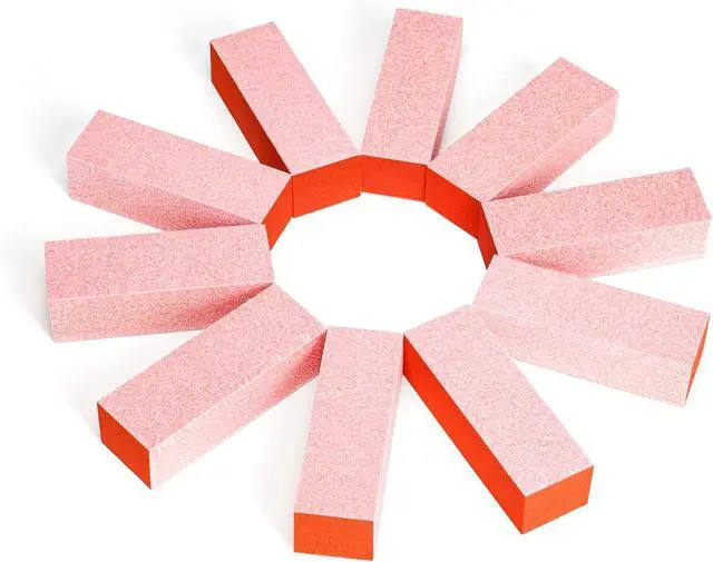 Main image of Nail Buffer Block - Nail Buffer 60/60/60 Grit 10 Pcs 3 Way Orange | 3.5" Long, High-elastic Sponge, Washable & Reusable, Natural Nails Cleanup, Nail Prep, Manicure, Travel Size, Home DIY
