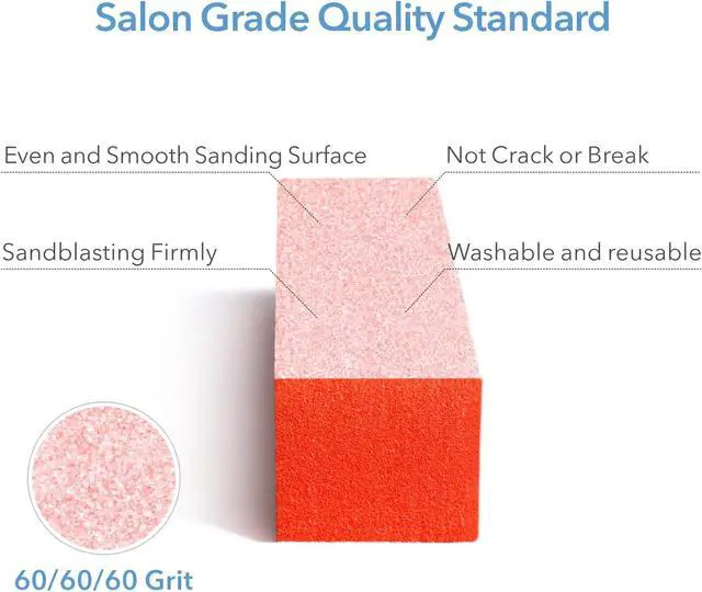 Alt view image 4 of 7 - Nail Buffer Block - Nail Buffer 60/60/60 Grit 10 Pcs 3 Way Orange | 3.5" Long, High-elastic Sponge, Washable & Reusable, Natural Nails Cleanup, Nail Prep, Manicure, Travel Size, Home DIY