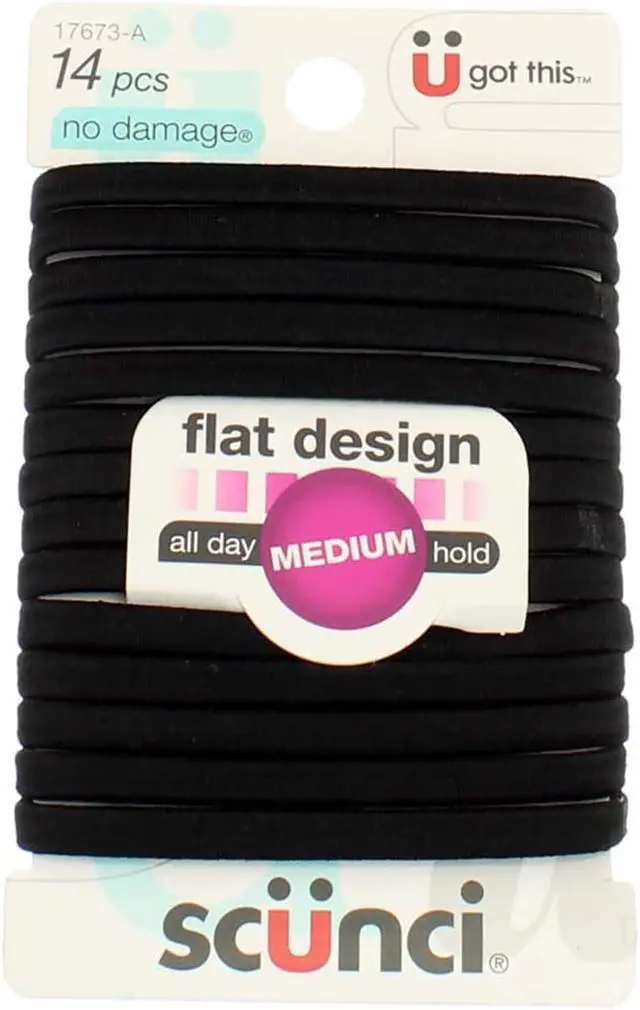Alt view image 2 of 2 - Scunci No-Damage Black Hair Ties, Flat Design All Day Hold 14-Pcs per Pack (2-Packs)
