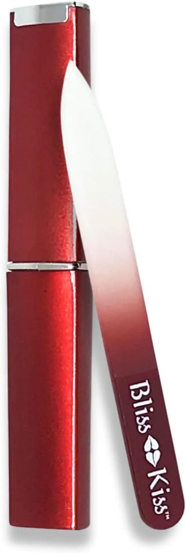 Main image of Bliss Kiss Simply Crystal Czech Glass Nail File, Small, with Case | Small Gentle Files for Natural Nails, Durable Manicure Tool, Perfect Travel Size, Washable