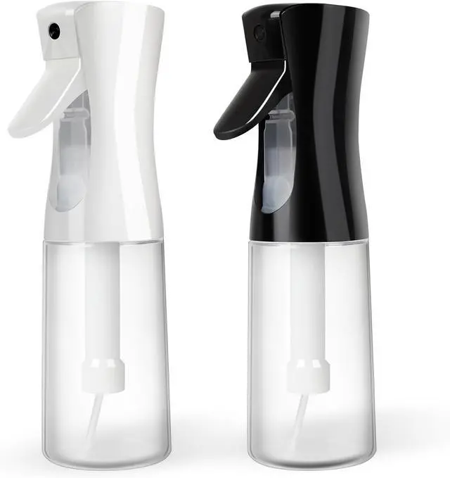 Main image of Continuous Spray Bottles (2 pack 6.8 oz/200ml), Ultra Fine Mist Sprayer, Spray Bottle For Hairstyling, Cleaning, Plants, Pets, Barbers, Salons (White & Black | 2 Pack)