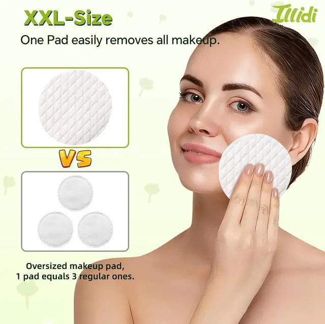 Alt view image 2 of 7 - Extra Large Cotton Rounds, 3.15 inches Diameter,(120 Count),100% Pure Cotton Pads, Soft and Lint-Free for Makeup Removal and Face Cleansing