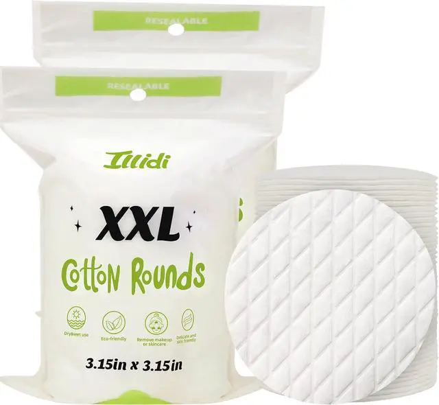 Main image of Extra Large Cotton Rounds, 3.15 inches Diameter,(120 Count),100% Pure Cotton Pads, Soft and Lint-Free for Makeup Removal and Face Cleansing