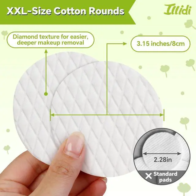 Alt view image 3 of 7 - Extra Large Cotton Rounds, 3.15 inches Diameter,(120 Count),100% Pure Cotton Pads, Soft and Lint-Free for Makeup Removal and Face Cleansing