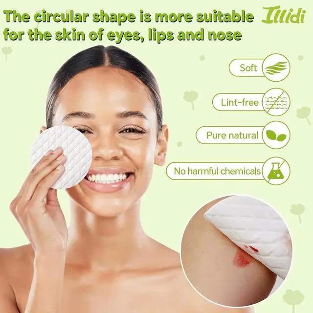 Alt view image 5 of 7 - Extra Large Cotton Rounds, 3.15 inches Diameter,(120 Count),100% Pure Cotton Pads, Soft and Lint-Free for Makeup Removal and Face Cleansing