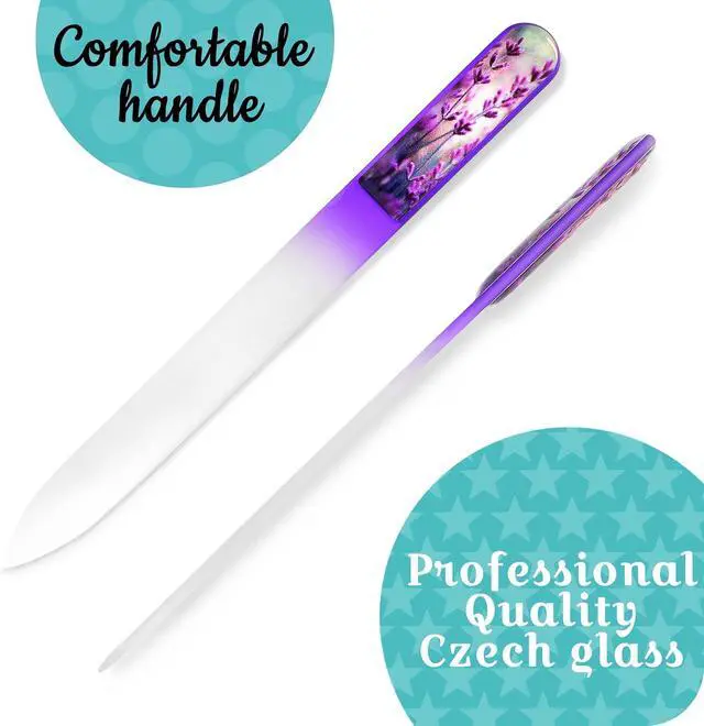 Alt view image 3 of 7 - GLADZY 3D Czech Glass Nail File with Case Crystal Nail File for Natural Nails, Double Sided Etched Surface, Comfort 3D Grip Handle, Professional Manicure Tool, Ethically Made in EU