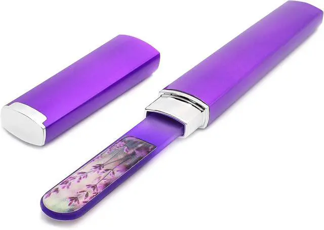 Alt view image 2 of 7 - GLADZY 3D Czech Glass Nail File with Case Crystal Nail File for Natural Nails, Double Sided Etched Surface, Comfort 3D Grip Handle, Professional Manicure Tool, Ethically Made in EU