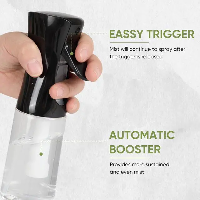 Alt view image 4 of 7 - Continuous Spray Bottles (2 pack 6.8 oz/200ml), Ultra Fine Mist Sprayer, Spray Bottle For Hairstyling, Cleaning, Plants, Pets, Barbers, Salons (White & Black | 2 Pack)