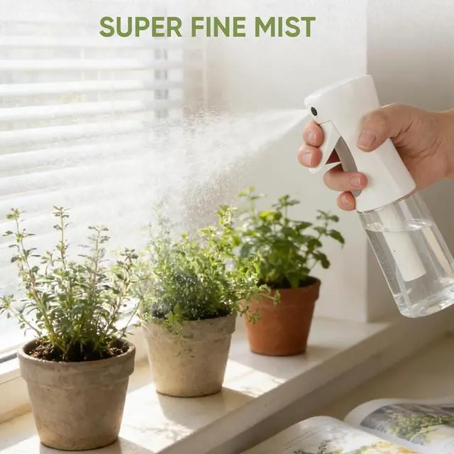 Alt view image 7 of 7 - Continuous Spray Bottles (2 pack 6.8 oz/200ml), Ultra Fine Mist Sprayer, Spray Bottle For Hairstyling, Cleaning, Plants, Pets, Barbers, Salons (White & Black | 2 Pack)