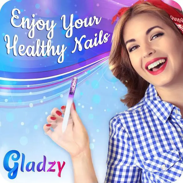Alt view image 5 of 7 - GLADZY 3D Czech Glass Nail File with Case Crystal Nail File for Natural Nails, Double Sided Etched Surface, Comfort 3D Grip Handle, Professional Manicure Tool, Ethically Made in EU