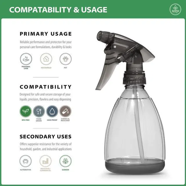 Alt view image 4 of 4 - Bar5F Plastic Spray Bottle, 12 oz, 2 Count | Leak Proof, Empty, Trigger Handle, Adjustable Fine to Stream Output, Refillable