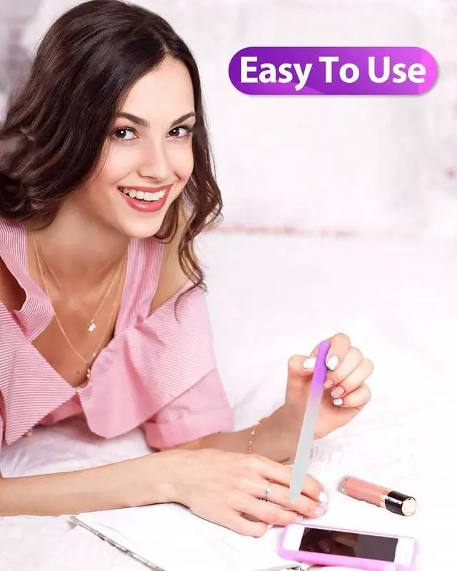 Alt view image 5 of 6 - Glass Nail File and Nail Shiner, 4PC Crystal Nail File and Nano Glass Nail Buffer, Premium Set with Case, Professional Manicure Tool Fingernail Czech File for Natural Nail, Gift for Women and Girls