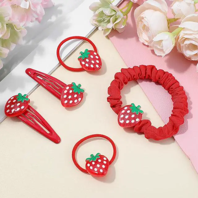 Alt view image 3 of 7 - 5PCS Strawberry Snap Clips,Strawberry Hair Clips, Strawberries Hair Ring Tie,Mini Fruit Hairs Claw Clip Hairs Tie For Girls,Red Metal Snap Fruit Clip,Cute Strawberries Valentine's Day for Women