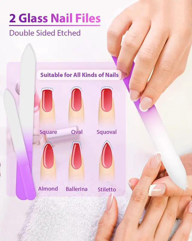 Alt view image 2 of 6 - Glass Nail File and Nail Shiner, 4PC Crystal Nail File and Nano Glass Nail Buffer, Premium Set with Case, Professional Manicure Tool Fingernail Czech File for Natural Nail, Gift for Women and Girls