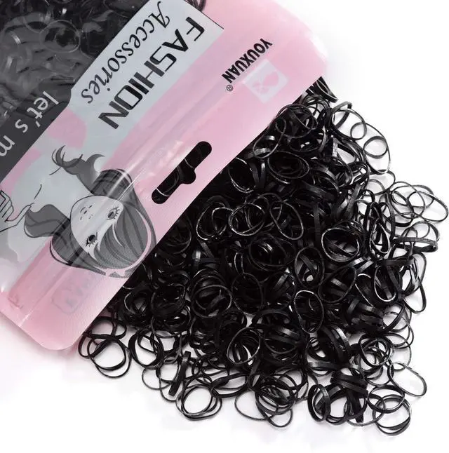 Main image of Youxuan 1000-Pack Elastic Hair Ties Non-slip Rubber Hair Bands for Girls, Black