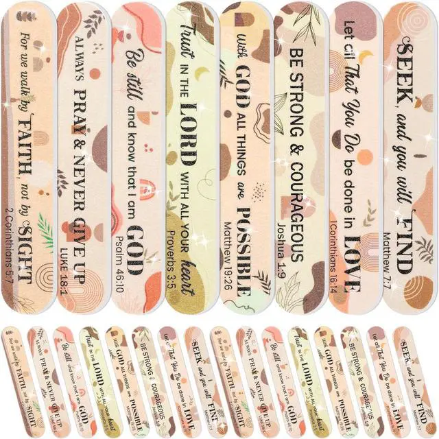 Main image of H1vojoxo Church Bible Verse Nail Files - 48pcs Christian Gifts for Women Bulk Boho Scripture Double Sided Emery Boards for Christian Religious Women Employee Appreciation Teacher Coworkers Staff Gifts