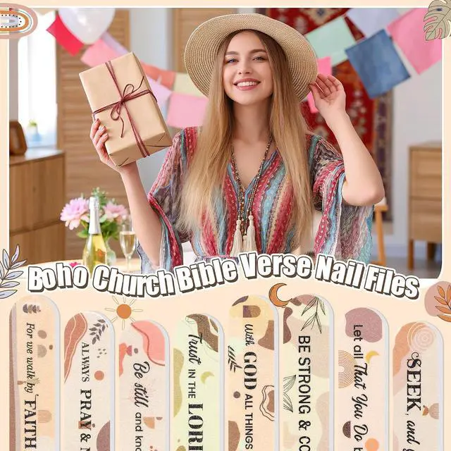 Alt view image 5 of 7 - H1vojoxo Church Bible Verse Nail Files - 48pcs Christian Gifts for Women Bulk Boho Scripture Double Sided Emery Boards for Christian Religious Women Employee Appreciation Teacher Coworkers Staff Gifts