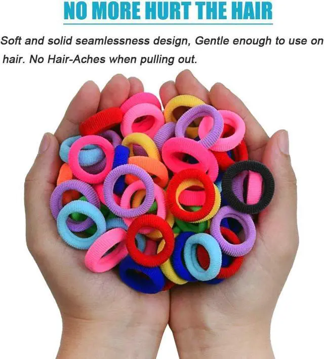 Alt view image 3 of 7 - Baby Hair Ties for Girls Toddler Kids Elastics Hair Bands Soft No Damage | 12 Colors 120 Pcs Seamless Small Rubber Bands Ponytail Holders