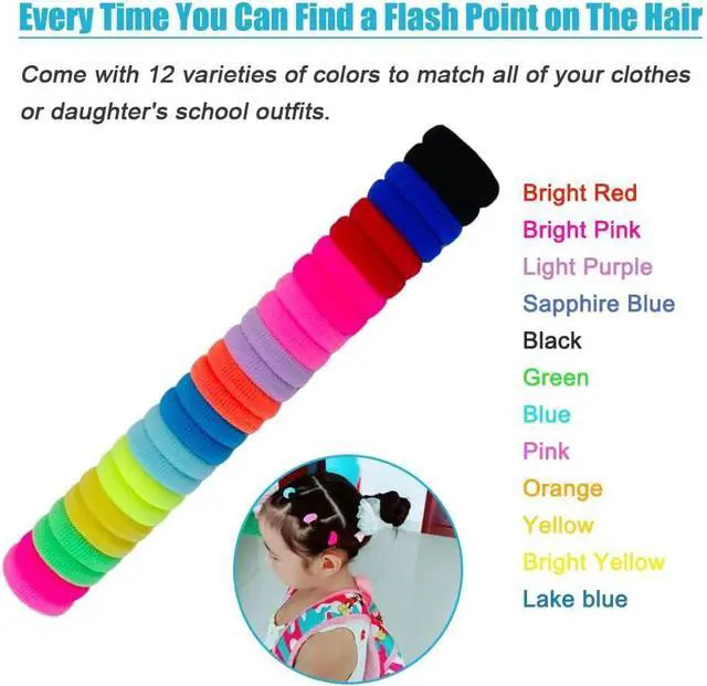 Alt view image 5 of 7 - Baby Hair Ties for Girls Toddler Kids Elastics Hair Bands Soft No Damage | 12 Colors 120 Pcs Seamless Small Rubber Bands Ponytail Holders