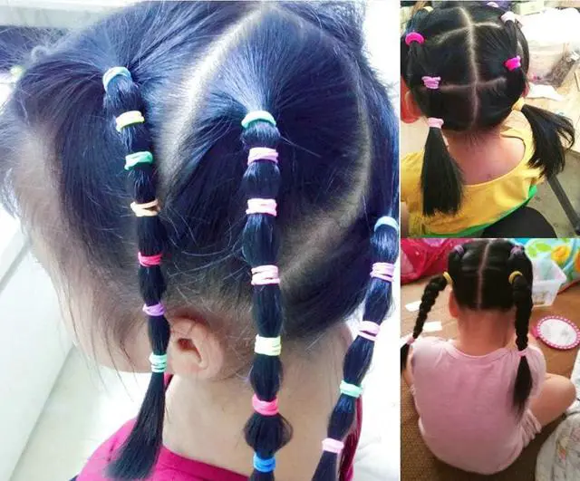Alt view image 6 of 7 - Baby Hair Ties, Elastic Hair Bands Small Hair Ties for Girls Rubber Bands Elastic Ponytail Holders (Black)