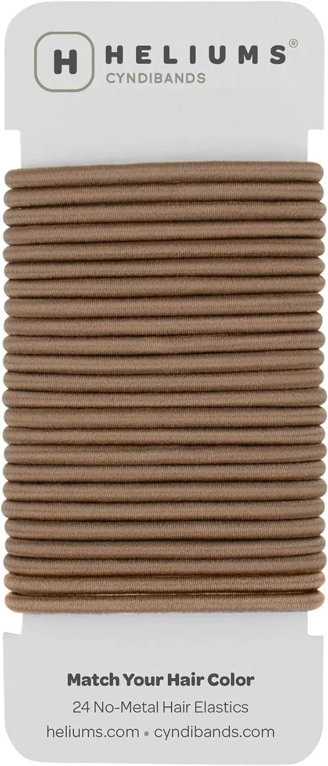 Main image of Cyndibands Elastic Hair Ties Light Brown - No Damage 4mm Ponytail Holders for Women & Kids, 24-Pack Hair Elastics in Neutral Colors