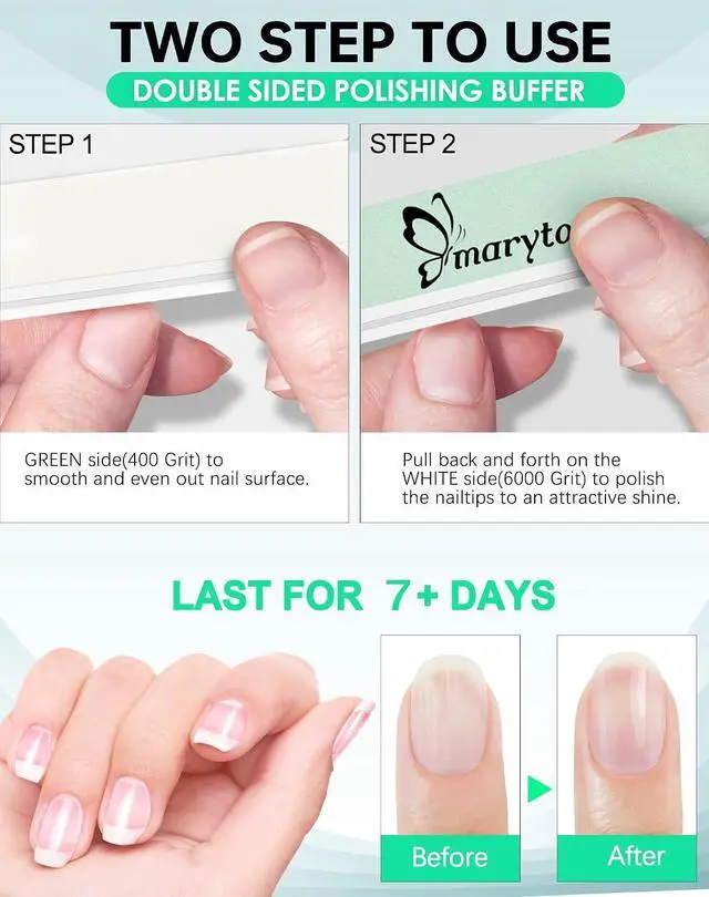 Alt view image 5 of 7 - Maryton Nail Buffer 10PCS - Salon Shine for Natural Nails, 400 6000 Grit | Dual Sided Shine Kit, 7-Day Shine Lasts, Smooth and Buff to Glossy without Polish, Reusable, Manicure & Pedicure