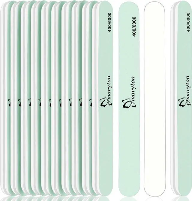 Main image of Maryton Nail Buffer 10PCS - Salon Shine for Natural Nails, 400 6000 Grit | Dual Sided Shine Kit, 7-Day Shine Lasts, Smooth and Buff to Glossy without Polish, Reusable, Manicure & Pedicure