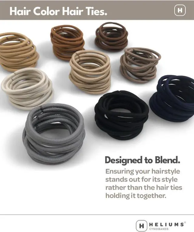 Alt view image 6 of 7 - Cyndibands Elastic Hair Ties Light Brown - No Damage 4mm Ponytail Holders for Women & Kids, 24-Pack Hair Elastics in Neutral Colors
